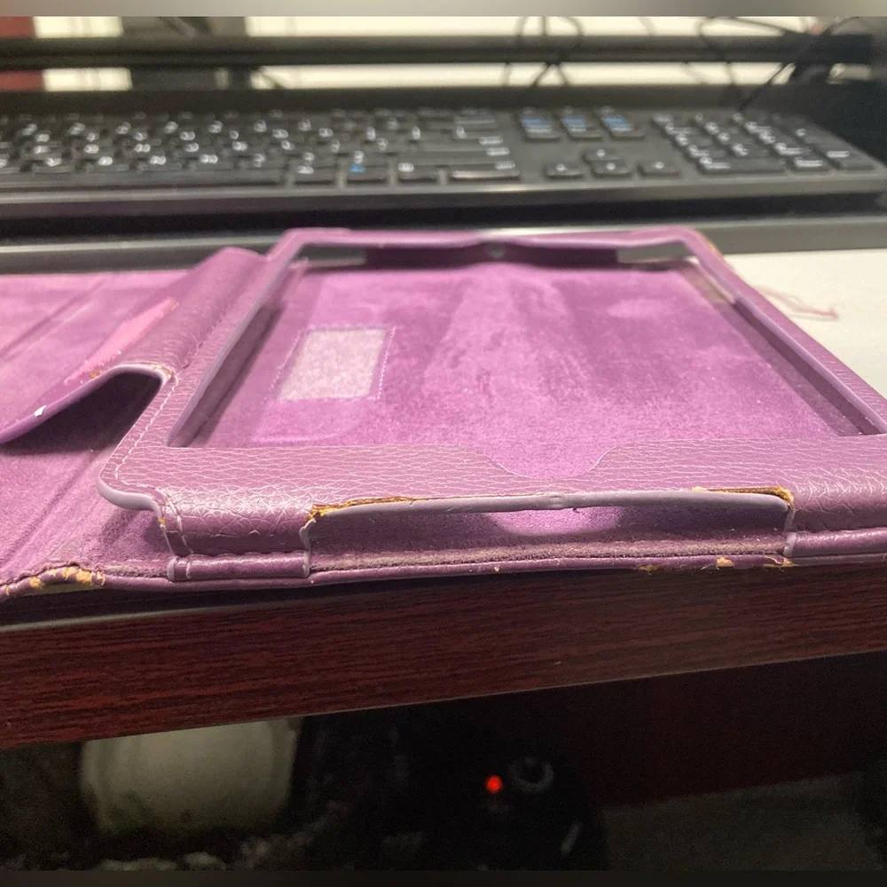 Amazon 1st Generation Apple iPad Mini purple faux leather portfolio case